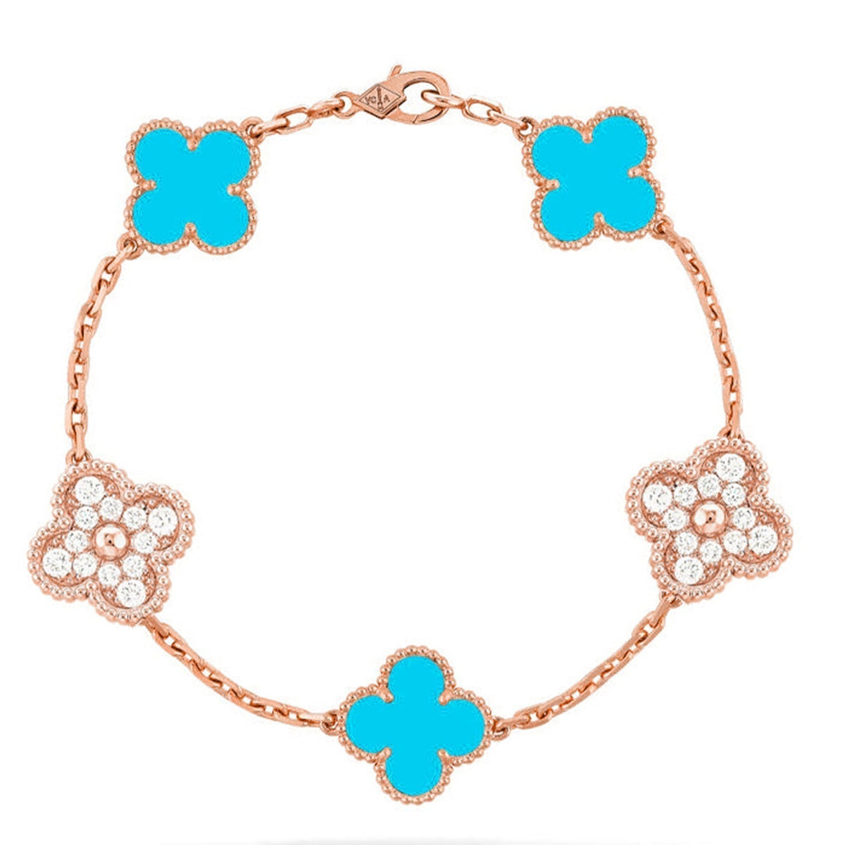 [Super CiCi ] CLOVER 5 MOTIF TURQUOISE BRACELET COLLECTION
