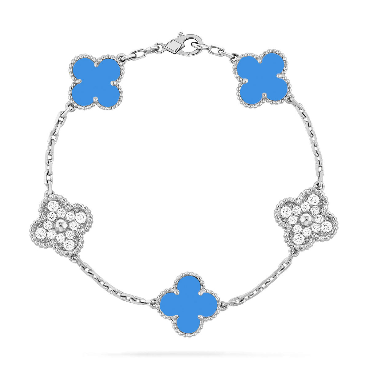 [Super CiCi ] CLOVER 5 MOTIF BLUE AGATE BRACELET COLLECTION