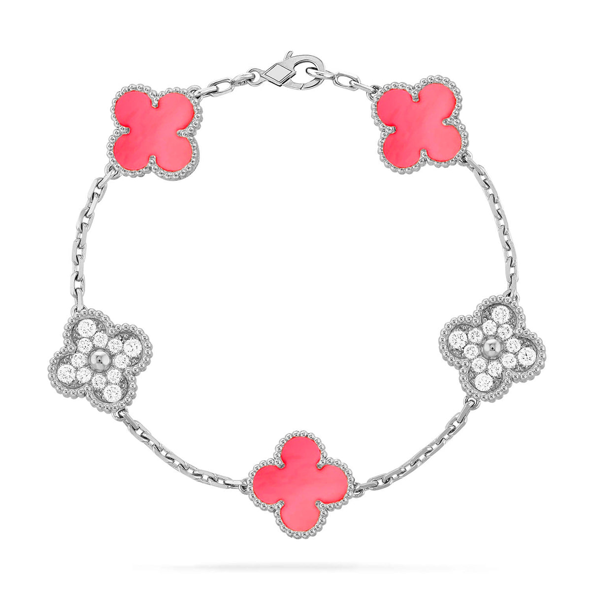 [Super CiCi ] CLOVER 5 MOTIFS  PINK MOP BRACELET COLLECTION