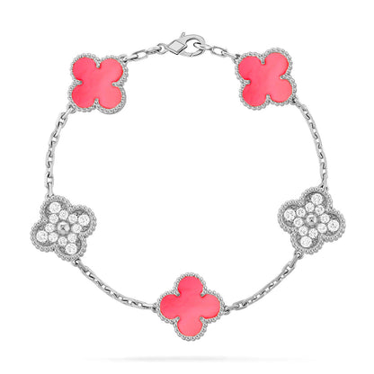 [Super CiCi ] CLOVER 5 MOTIFS  PINK MOP BRACELET COLLECTION
