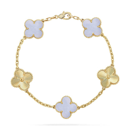 [Super CiCi ] CLOVER 5 MOTIF PURPLE CHALCEDONY BRACELET COLLECTION