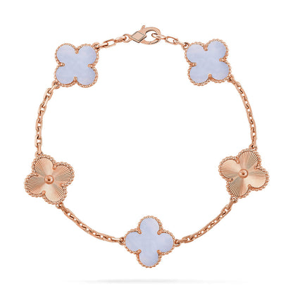 [Super CiCi ] CLOVER 5 MOTIF PURPLE CHALCEDONY BRACELET COLLECTION