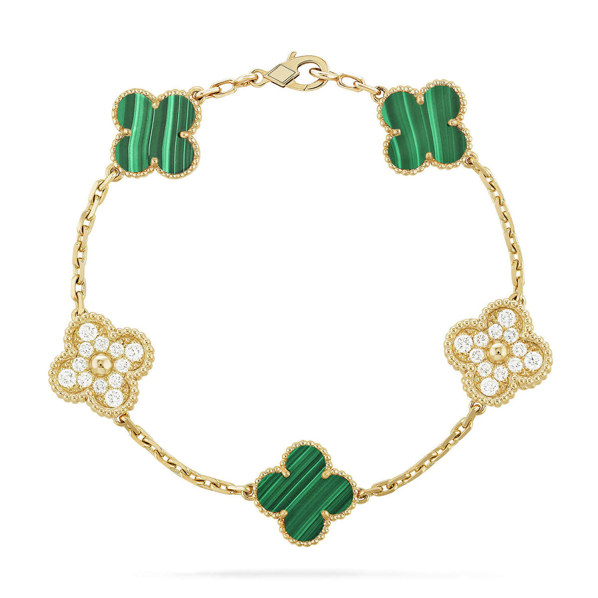 [Super CiCi ] CLOVER 5 MOTIF MALACHITE BRACELET COLLECTION