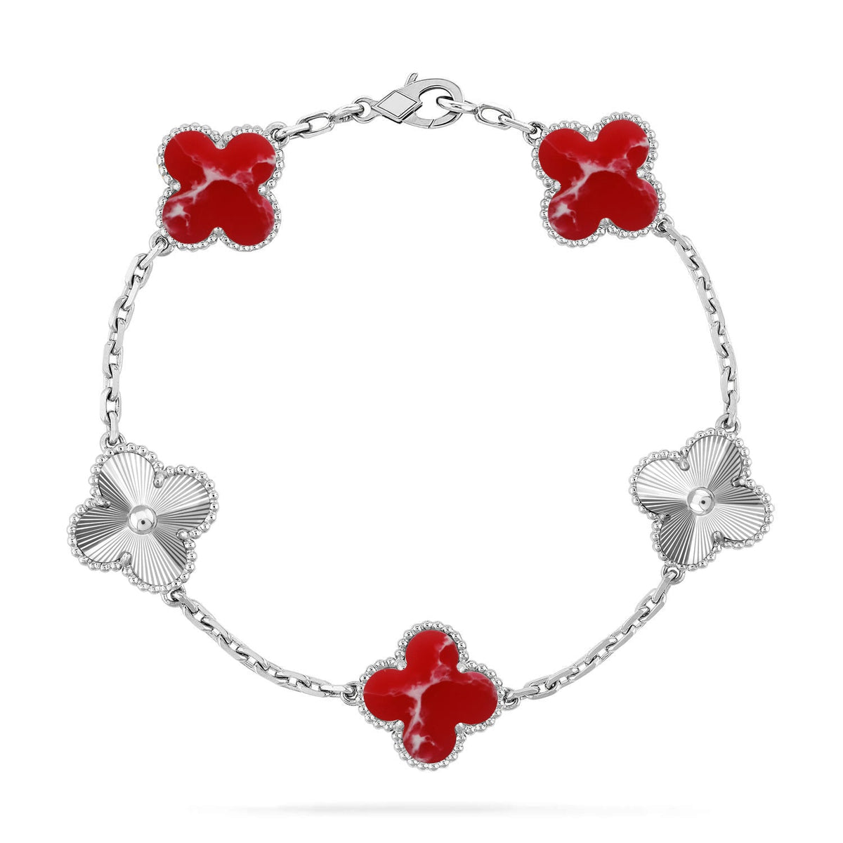 [Super CiCi ]CLOVER 5 MOTIF RED PATTERN BRACELET COLLECTION