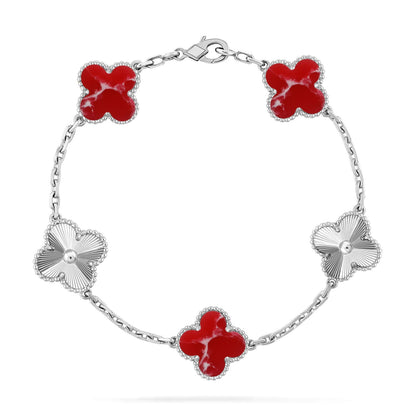 [Super CiCi ]CLOVER 5 MOTIF RED PATTERN BRACELET COLLECTION