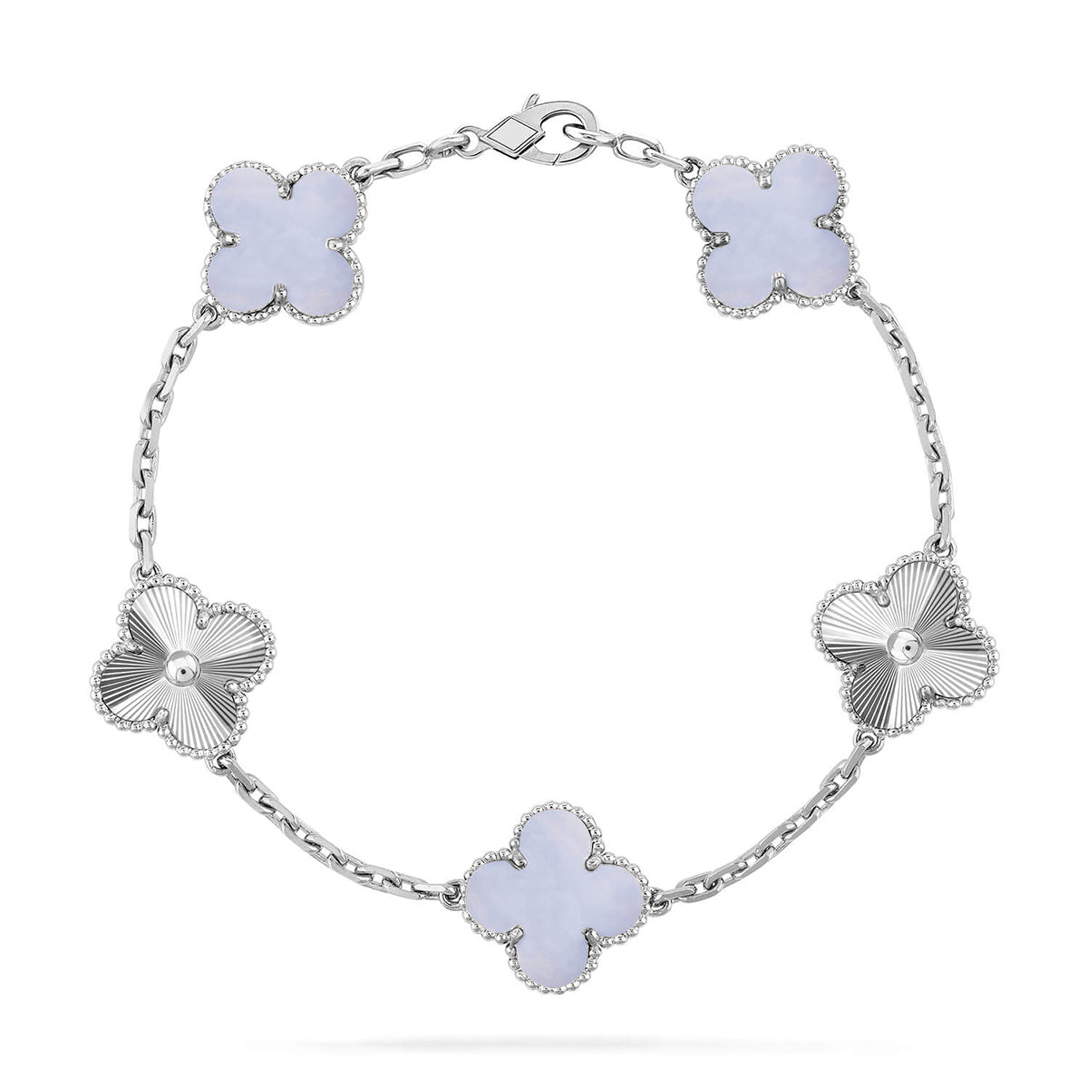 [Super CiCi ] CLOVER 5 MOTIF PURPLE CHALCEDONY BRACELET COLLECTION