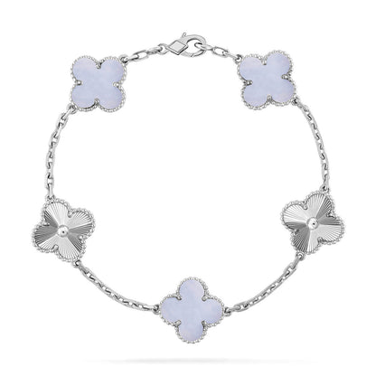 [Super CiCi ] CLOVER 5 MOTIF PURPLE CHALCEDONY BRACELET COLLECTION
