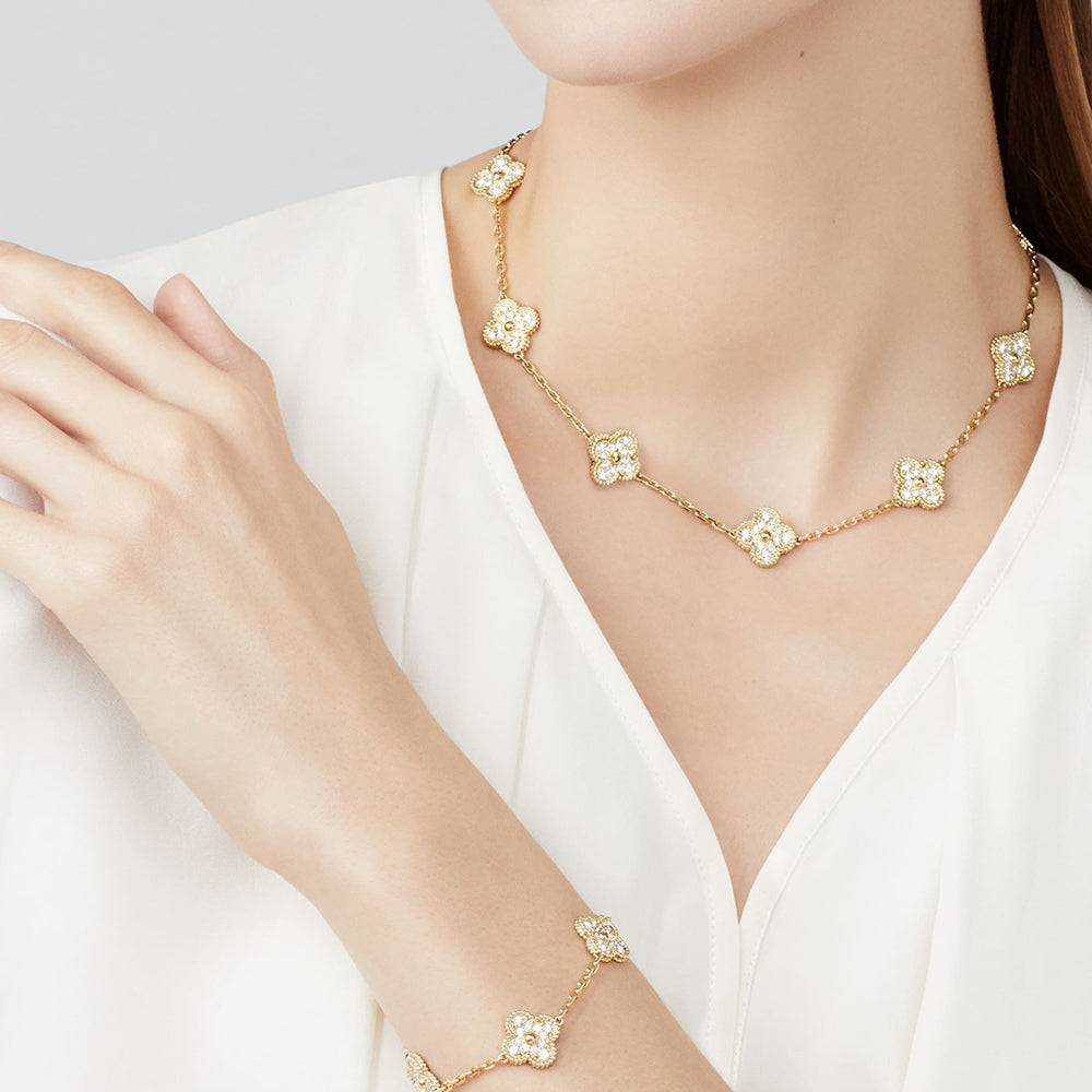 [Super CiCi ]CLOVER 10 MOTIFS DIAMOND NECKLACE