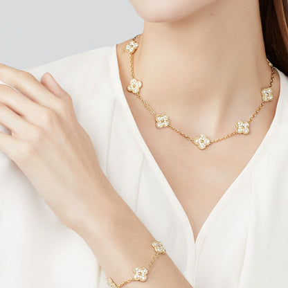 [Super CiCi ]CLOVER 10 MOTIFS DIAMOND NECKLACE