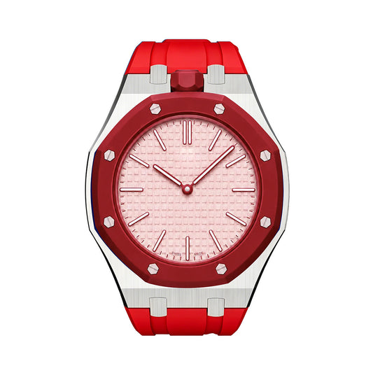 [Super CiCi]OAK POP ORANGE-RED STEEL SILICONE STRAP