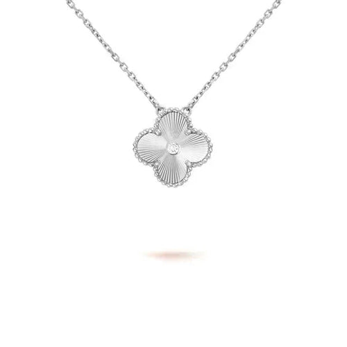 [Super CiCi ]CLOVER  15MM DIAMOND LASER NECKLACE SILVER