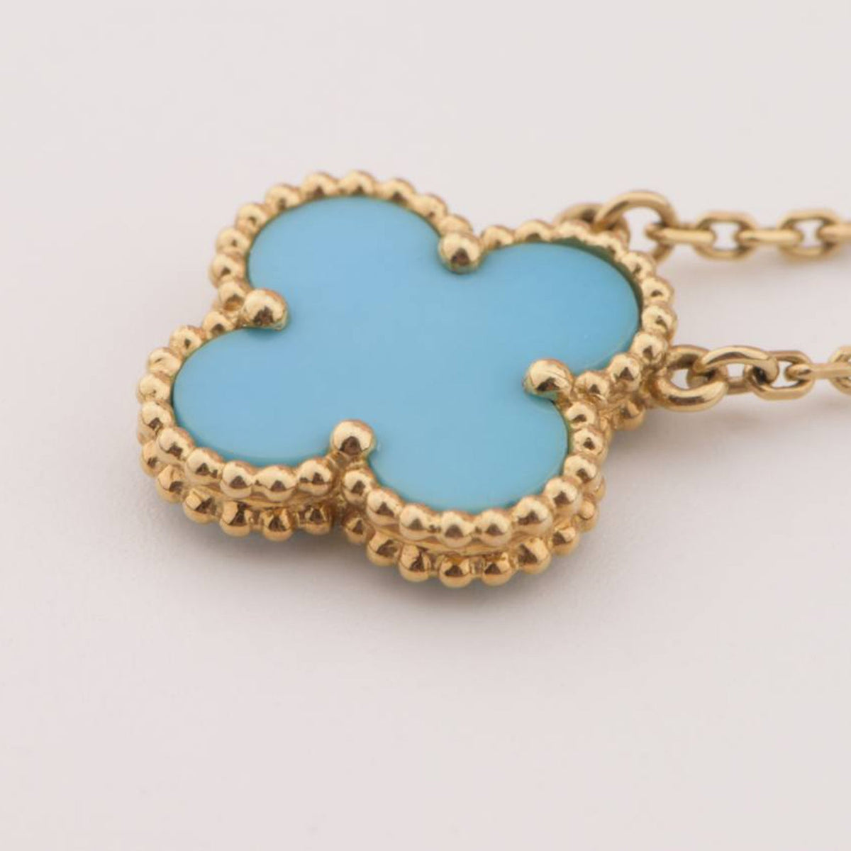 [Super CiCi ]CLOVER 15MM VINTAGE TURQUOISE NECKLACE