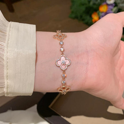 [Super CiCi ]CLOVER 5 MOTIF PINK BLUE RED WHITE BRACELET