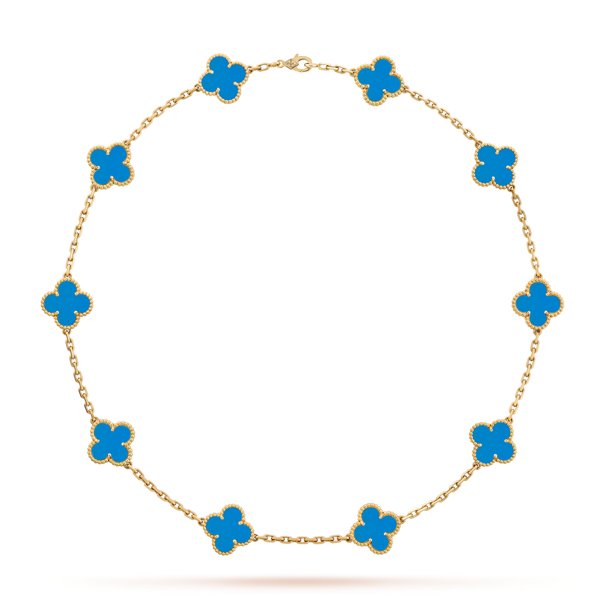 [Super CiCi ]CLOVER 10 MOTIFS BLUE AGATE NECKLACE