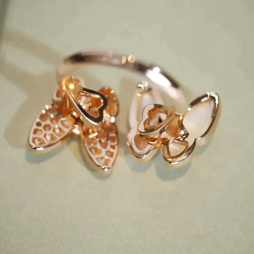 [Super CiCi ]TWIN BUTTERFLY DIAMOND MOP RING