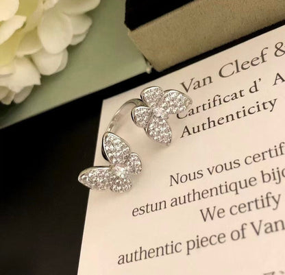 [Super CiCi ]TWIN SILVER BUTTERFLY DIAMOND RING