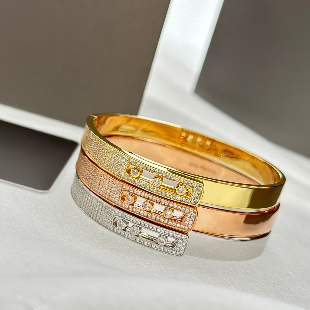 [Super CiCi]Move Noa Rose Gold Pav¨¦ Diamond Bangle Bracelet
