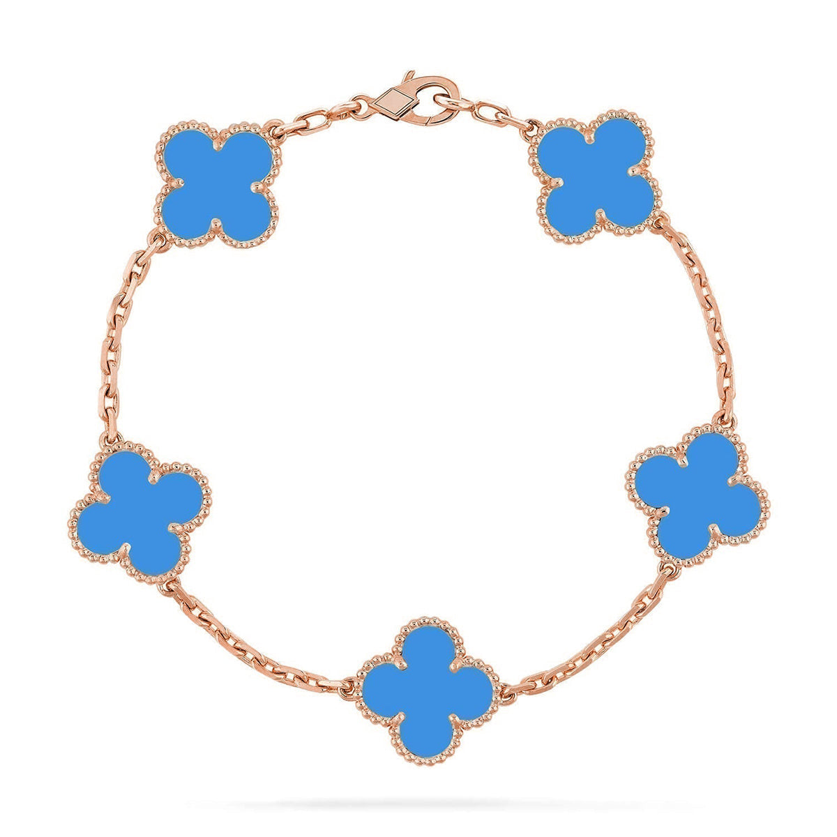 [Super CiCi ] CLOVER 5 MOTIF BLUE AGATE BRACELET COLLECTION