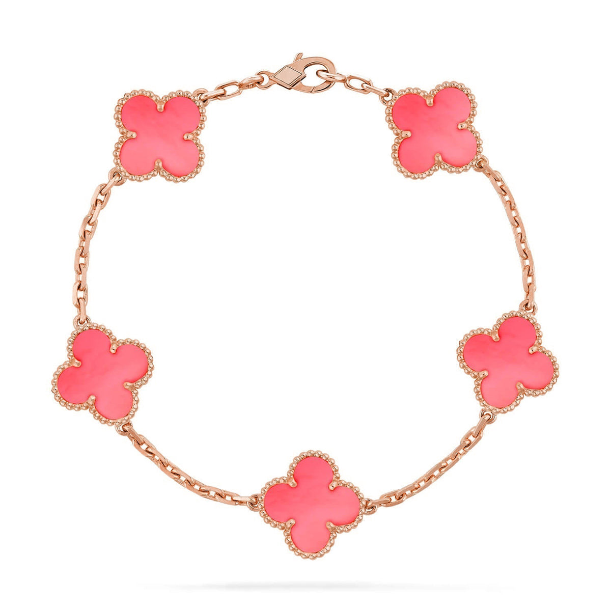 [Super CiCi ] CLOVER 5 MOTIFS  PINK MOP BRACELET COLLECTION