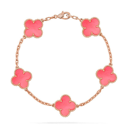 [Super CiCi ] CLOVER 5 MOTIFS  PINK MOP BRACELET COLLECTION