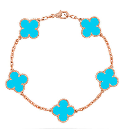 [Super CiCi ] CLOVER 5 MOTIF TURQUOISE BRACELET COLLECTION