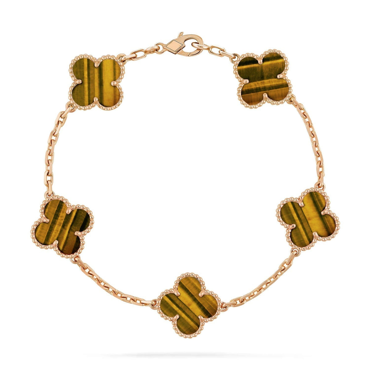 [Super CiCi ] CLOVER 5 MOTIFS TIGER EYE BRACELET COLLECTION