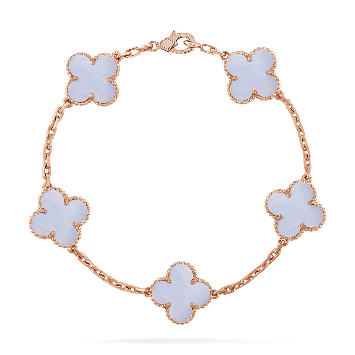 [Super CiCi ] CLOVER 5 MOTIF PURPLE CHALCEDONY BRACELET COLLECTION