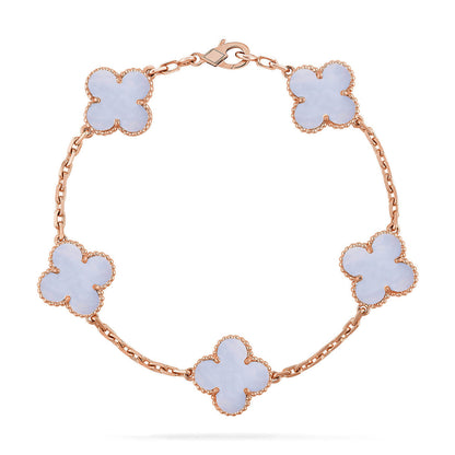 [Super CiCi ] CLOVER 5 MOTIF PURPLE CHALCEDONY BRACELET COLLECTION