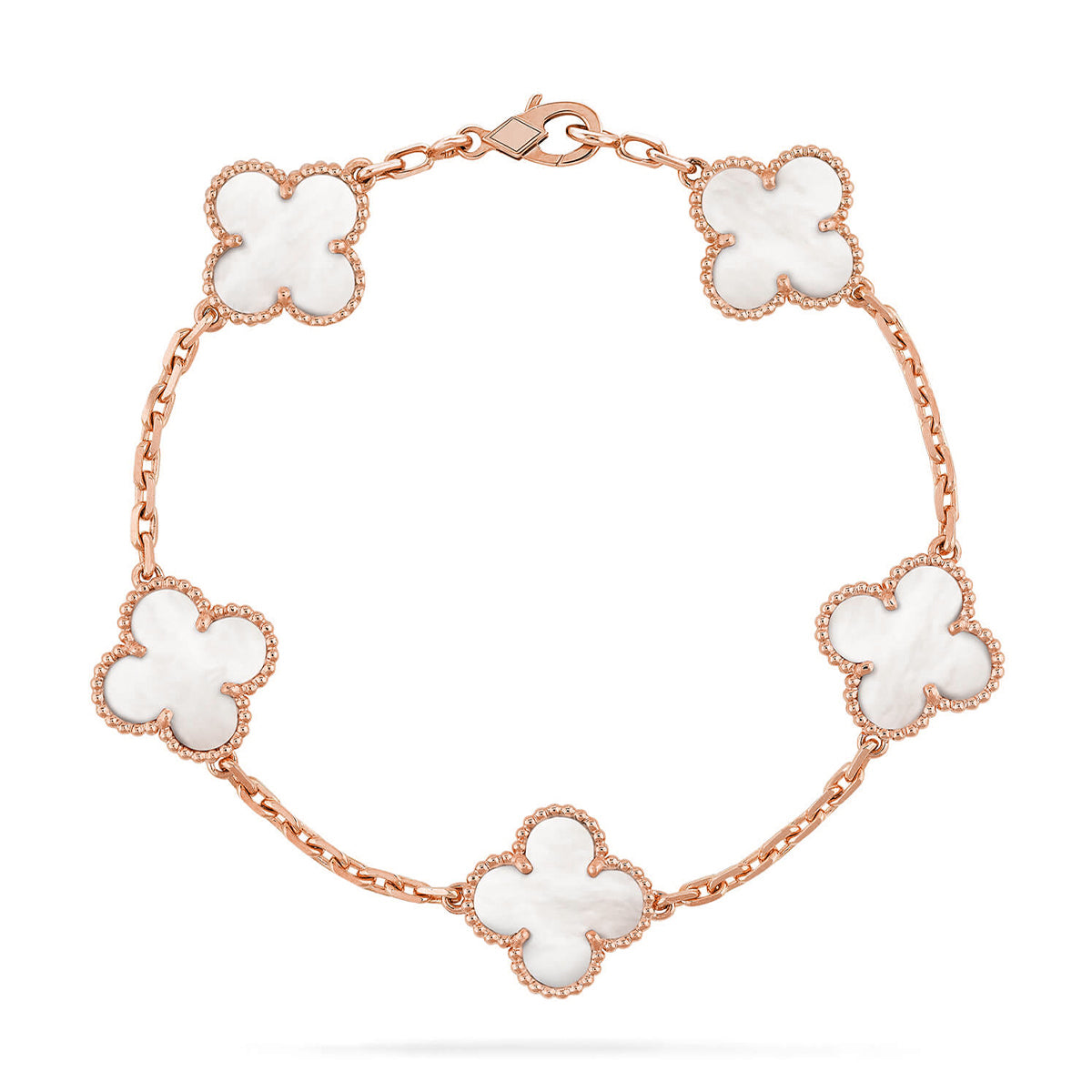 [Super CiCi ]CLOVER WHITE PEARL MOP 5 MOTIF BRACELET COLLECTION