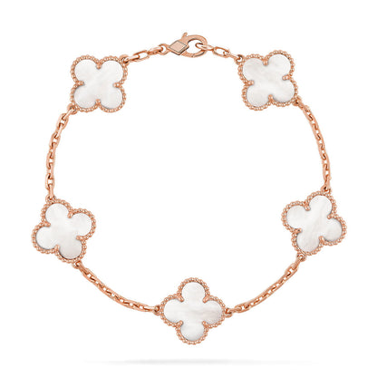 [Super CiCi ]CLOVER WHITE PEARL MOP 5 MOTIF BRACELET COLLECTION