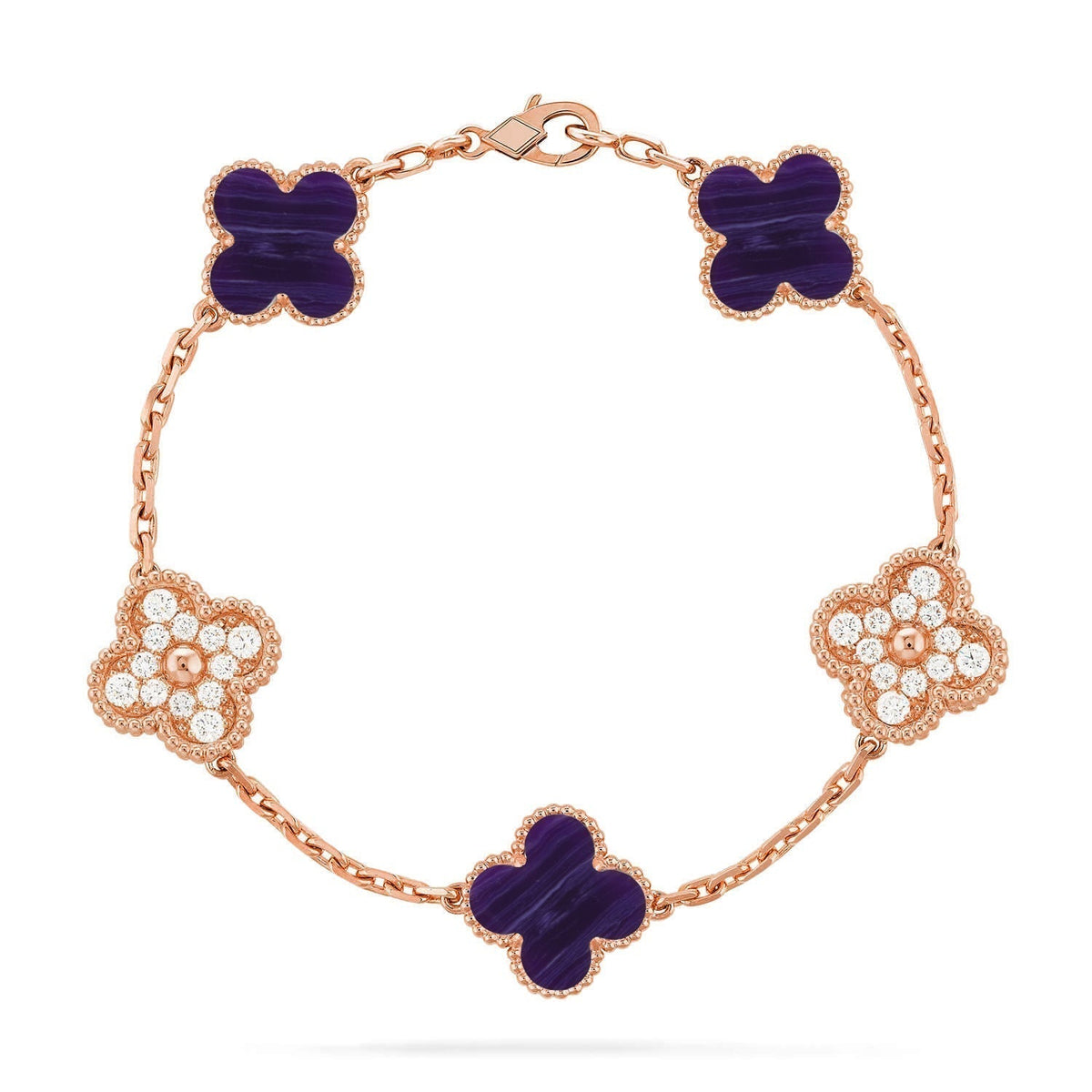[Super CiCi ]CLOVER 5 MOTIF PURPLE STRIPES BRACELET COLLECTION