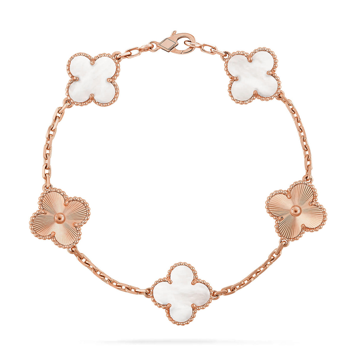 [Super CiCi ]CLOVER WHITE PEARL MOP 5 MOTIF BRACELET COLLECTION