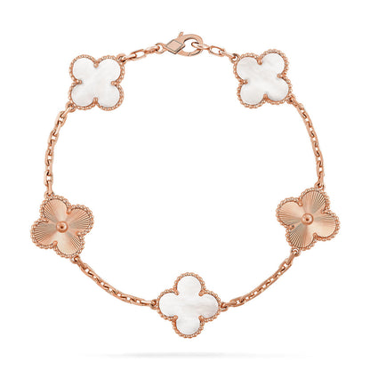 [Super CiCi ]CLOVER WHITE PEARL MOP 5 MOTIF BRACELET COLLECTION