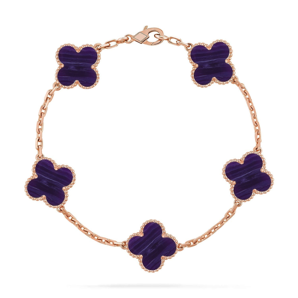 [Super CiCi ]CLOVER 5 MOTIF PURPLE STRIPES BRACELET COLLECTION