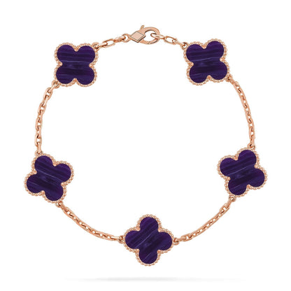 [Super CiCi ]CLOVER 5 MOTIF PURPLE STRIPES BRACELET COLLECTION