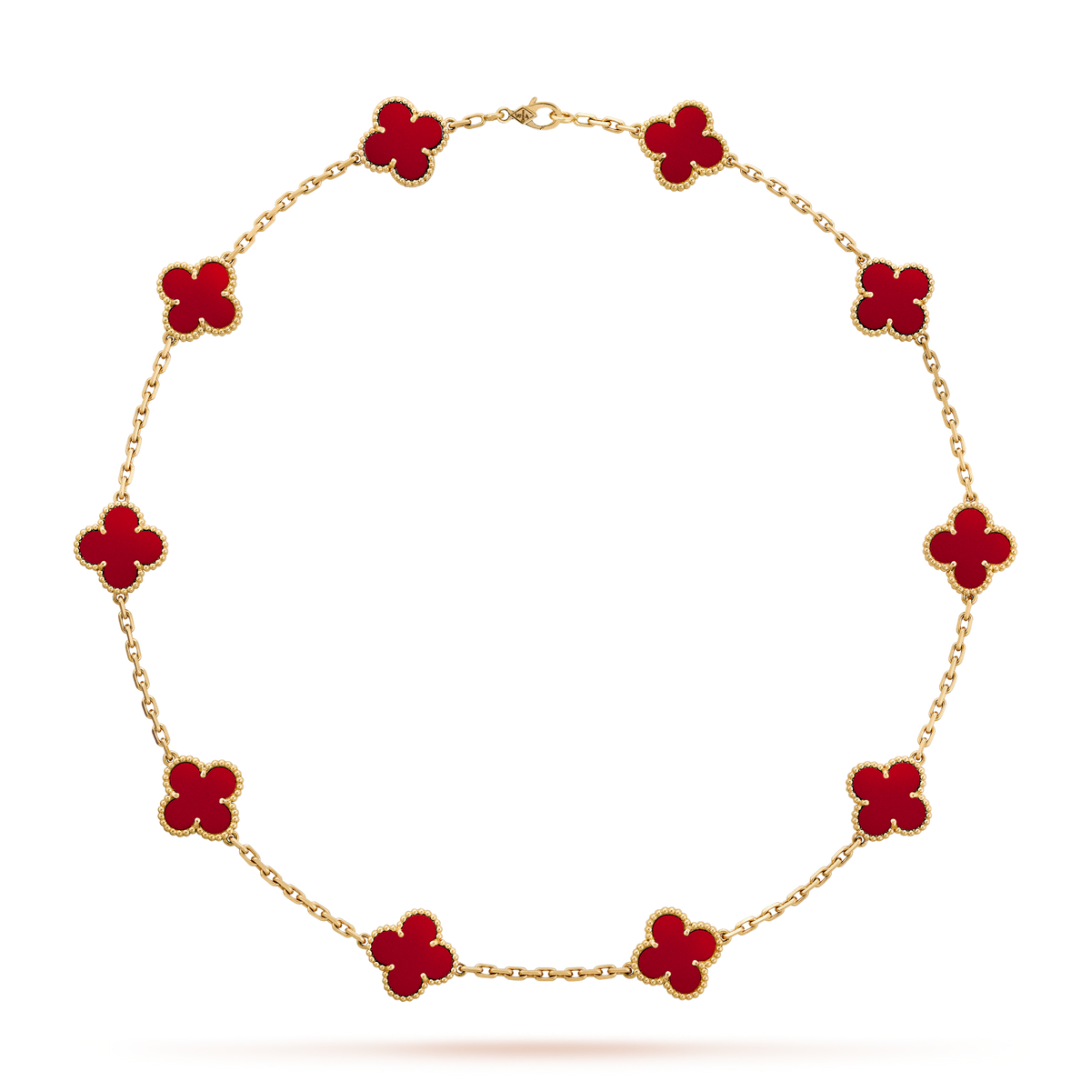 [Super CiCi ]CLOVER 10 MOTIFS CARNELIAN NECKLACE