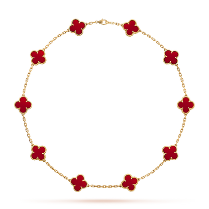 [Super CiCi ]CLOVER 10 MOTIFS CARNELIAN NECKLACE