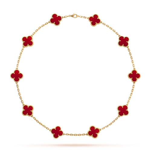 [Super CiCi ]CLOVER 10 MOTIFS CARNELIAN NECKLACE