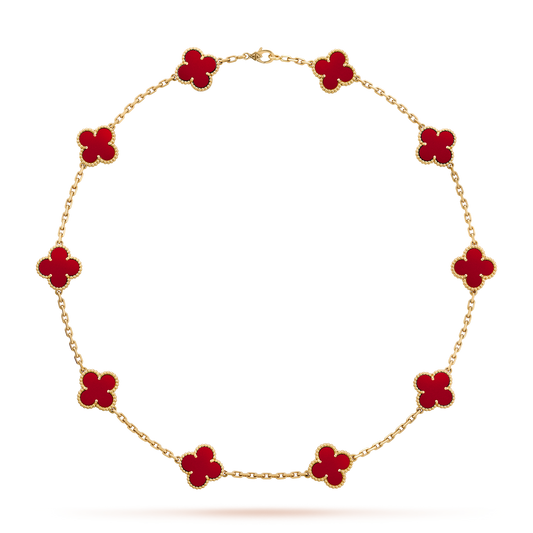 [Super CiCi ]CLOVER 10 MOTIFS CARNELIAN NECKLACE