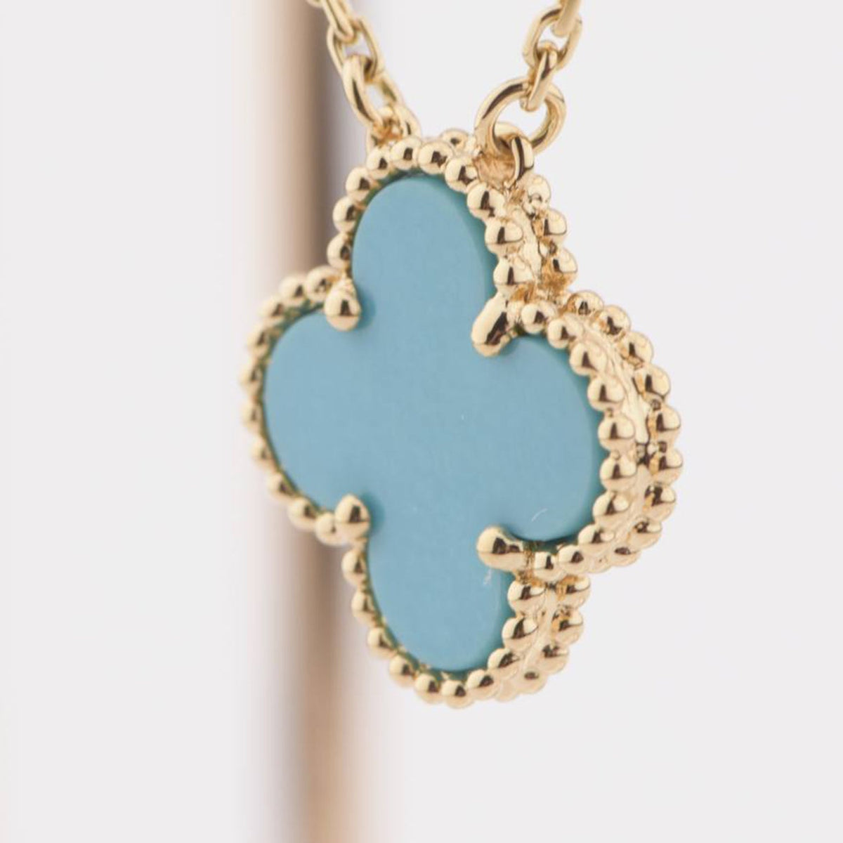 [Super CiCi ]CLOVER 15MM VINTAGE TURQUOISE NECKLACE