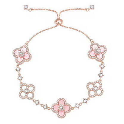 [Super CiCi ]CLOVER 5 MOTIF PINK BLUE RED WHITE BRACELET