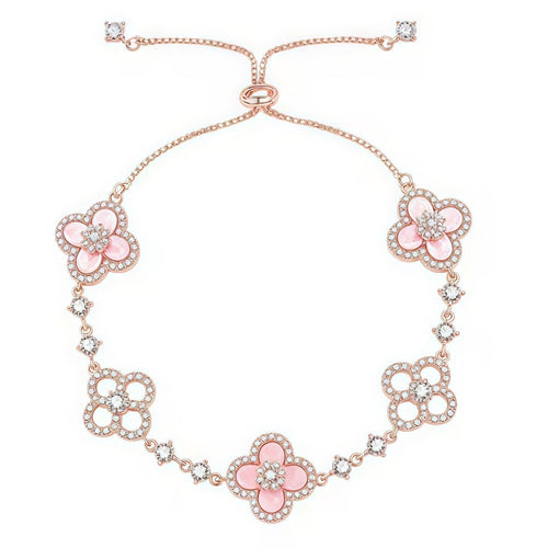 [Super CiCi ]CLOVER 5 MOTIF PINK BLUE RED WHITE BRACELET