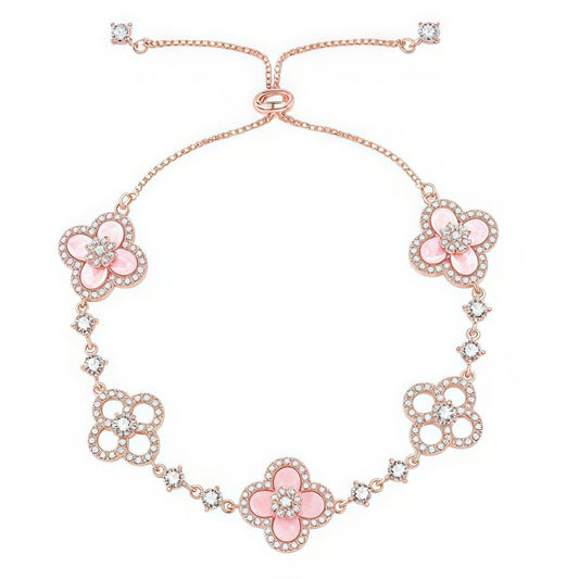 [Super CiCi ]CLOVER 5 MOTIF PINK BLUE RED WHITE BRACELET