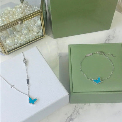 [Super CiCi ]BUTTERFLY TURQUOISE BUTTERFLY BRACELET SILVER