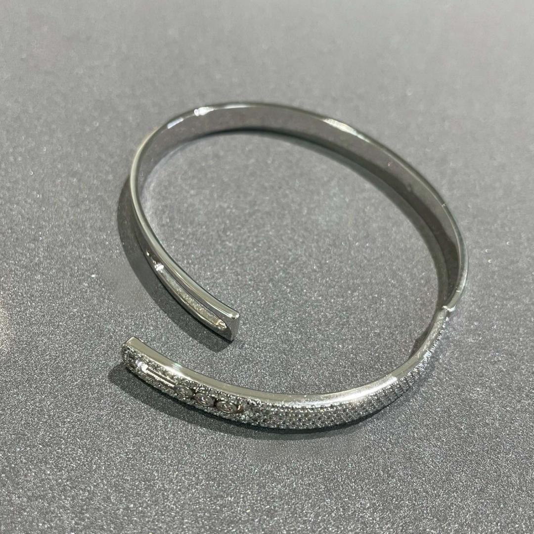 [Super CiCi]Move Noa Rose Gold Pav¨¦ Diamond Bangle Bracelet