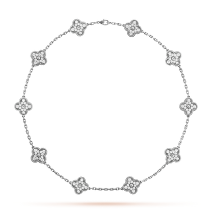 [Super CiCi ]CLOVER 10 MOTIFS DIAMOND NECKLACE