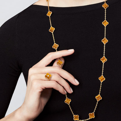 [Super CiCi ]CLOVER 20 MOTIFS TIGER EYE ROSE GOLD