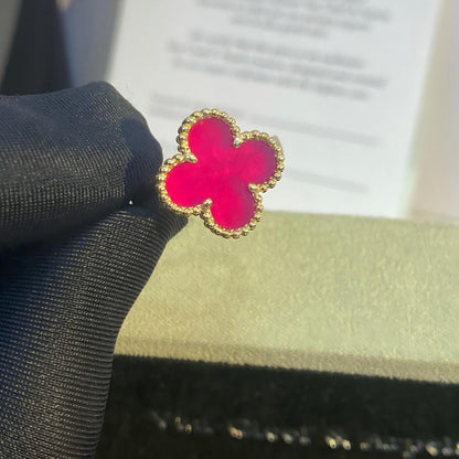 [Super CiCi]NEW CLOVER PINK ENAMEL RINGS