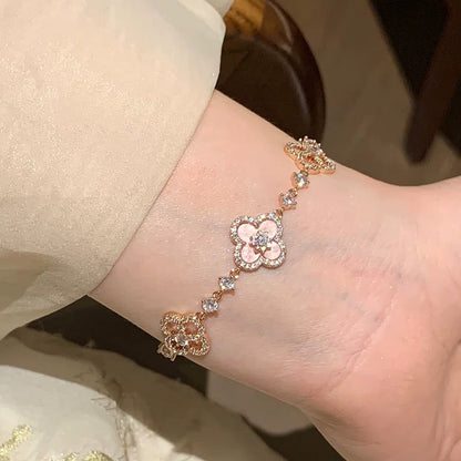 [Super CiCi ]CLOVER 5 MOTIF PINK BLUE RED WHITE BRACELET