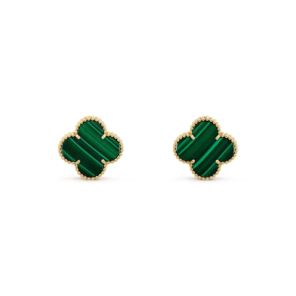 [Super CiCi ]CLOVER MINI 9.5MM MALACHITE  EARRINGS